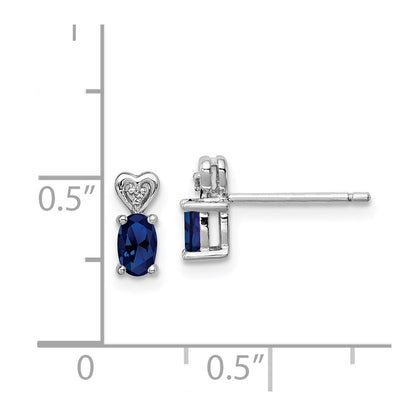 Sterling Silver Rhodium-plated Created Sapphire & Diam. Earrings
