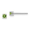 Sterling Silver Rhodium-plated 3mm Round Peridot Post Earrings