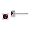 Sterling Silver Rhod-pltd 4mm Princess Rhodolite Garnet Post Earrings
