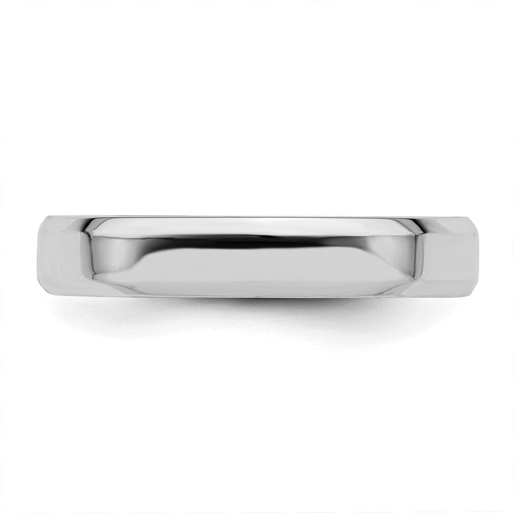 Sterling Silver Rhodium-plated 4mm Bevel Edge Size 8 Band