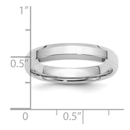 Sterling Silver Rhodium-plated 4mm Bevel Edge Size 8 Band