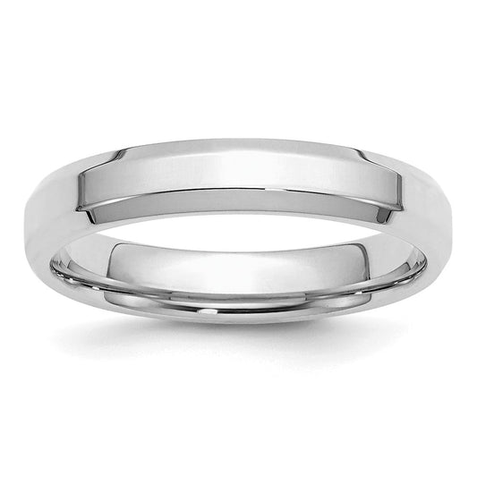 Sterling Silver Rhodium-plated 4mm Bevel Edge Size 9 Band