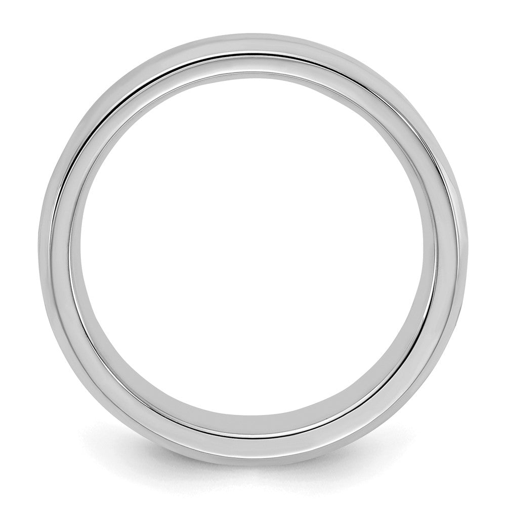 Sterling Silver Rhodium-plated 5mm Bevel Edge Size 12 Band
