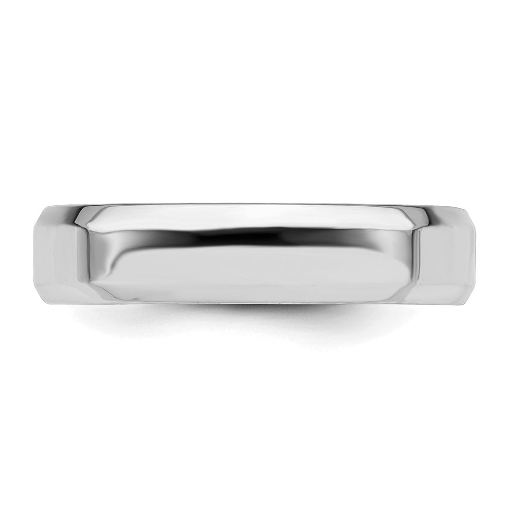 Sterling Silver Rhodium-plated 5mm Bevel Edge Size 12 Band