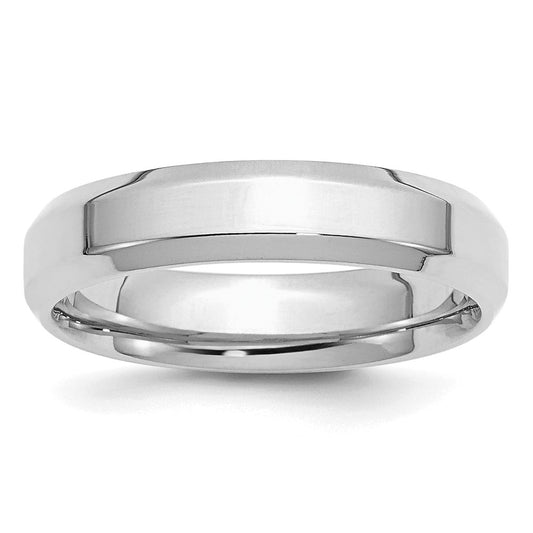 Sterling Silver Rhodium-plated 5mm Bevel Edge Size 12 Band
