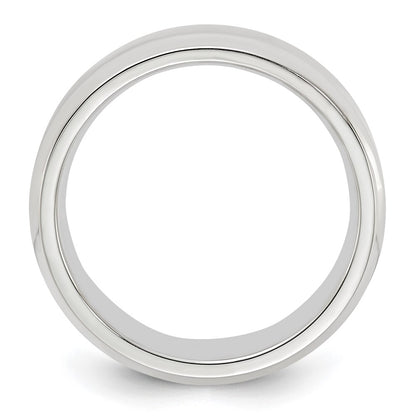Sterling Silver Rhodium-plated 6mm Bevel Edge Size 11 Band
