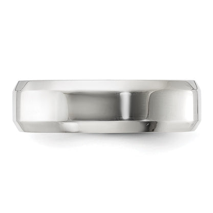 Sterling Silver Rhodium-plated 6mm Bevel Edge Size 11 Band