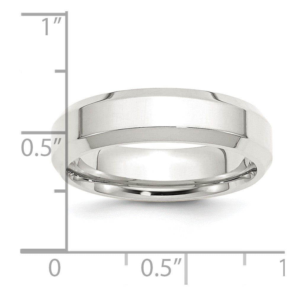 Sterling Silver 6mm Beveled Edge Size 9 Band