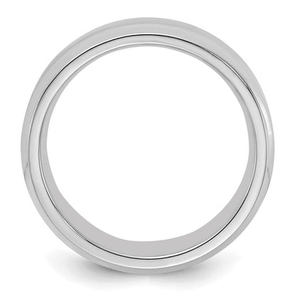 Sterling Silver Rhodium-plated 6mm Bevel Edge Size 11 Band