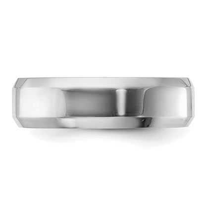 Sterling Silver Rhodium-plated 6mm Bevel Edge Size 11 Band