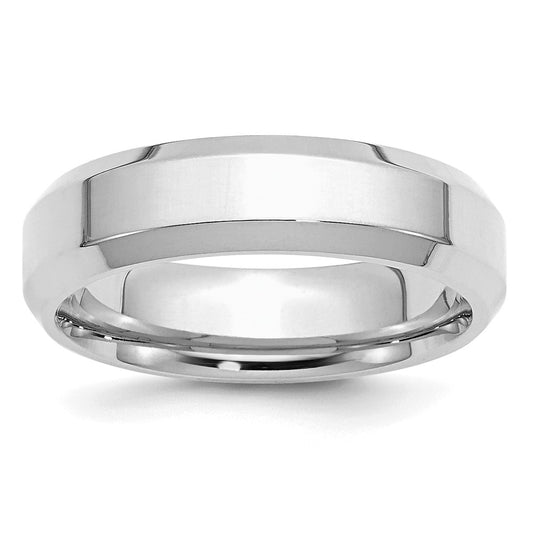 Sterling Silver Rhodium-plated 6mm Bevel Edge Size 9 Band