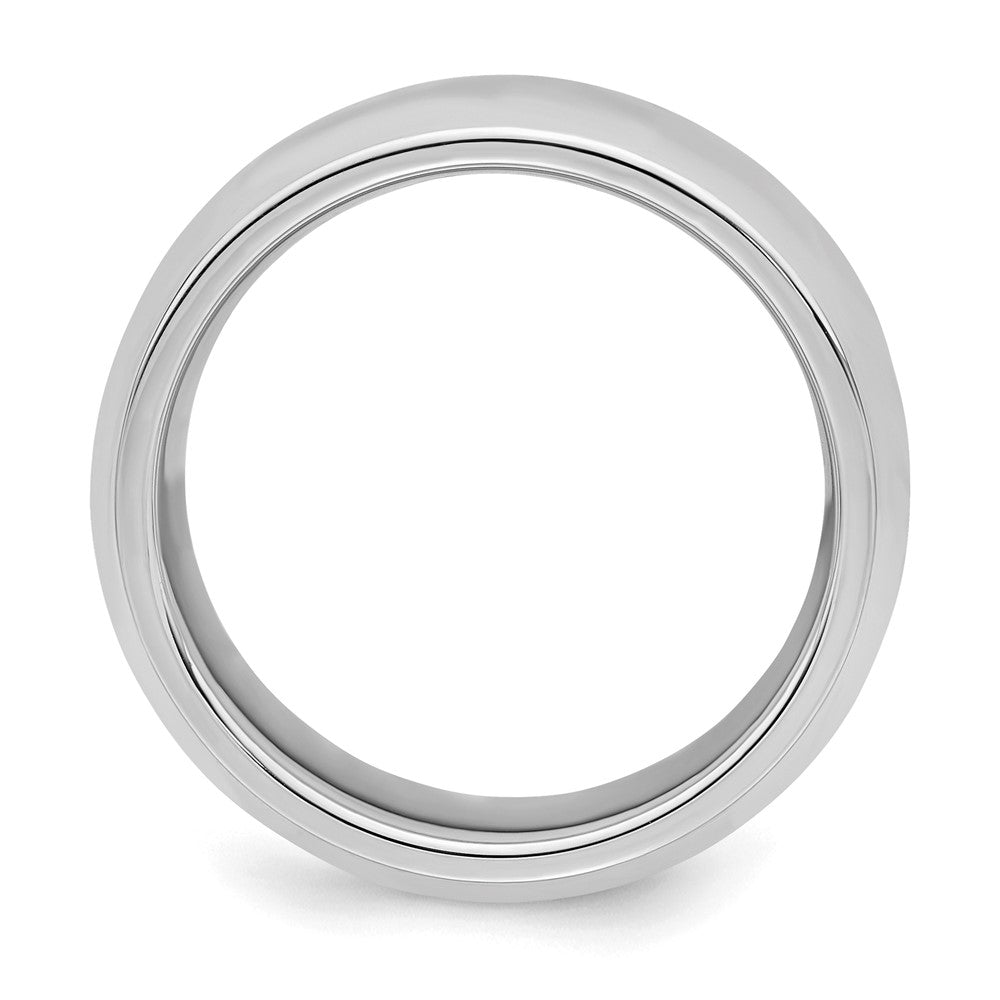 Sterling Silver Rhodium-plated 7mm Bevel Edge Size 9 Band