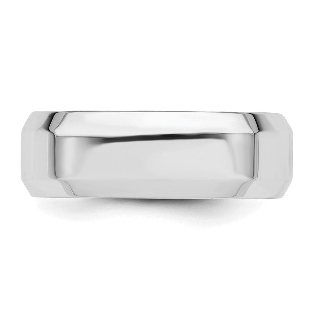 Sterling Silver Rhodium-plated 7mm Bevel Edge Size 10 Band