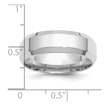 Sterling Silver Rhodium-plated 7mm Bevel Edge Size 12 Band