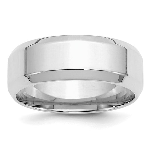 Sterling Silver Rhodium-plated 8mm Bevel Edge Size 7 Band