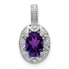 Sterling Silver Rhodium-plated Diam. & Amethyst Pendant