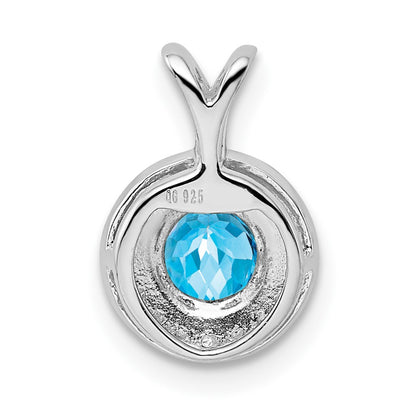 Sterling Silver Rhodium-plated Diam. & Blue Topaz Pendant