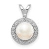 Sterling Silver Rhodium-plated Diam. & FW Cultured Pearl Pendant