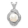 Sterling Silver Rhodium-plated Diam. & FW Cultured Pearl Pendant