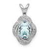 Sterling Silver Rhodium-plated Diam. & Aquamarine Pendant