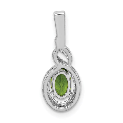Sterling Silver Rhodium-plated Peridot & Diam. Pendant