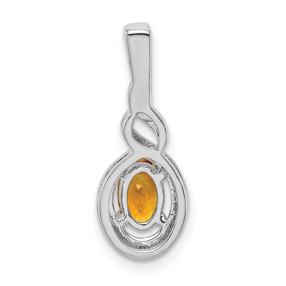 Sterling Silver Rhodium-plated Citrine & Diam. Pendant