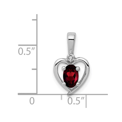 Sterling Silver Rhodium-plated Garnet & Diam. Pendant