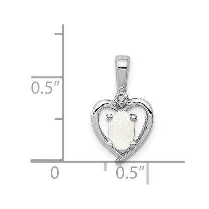 Sterling Silver Rhodium-plated Created Opal & Diam. Pendant