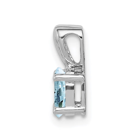 Sterling Silver Rhodium-plated Aquamarine Pendant