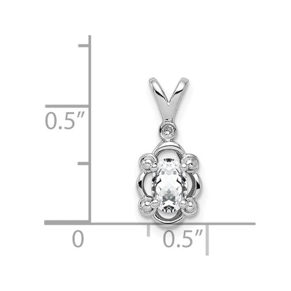 Sterling Silver Rhodium-plated White Topaz & Diam. Pendant