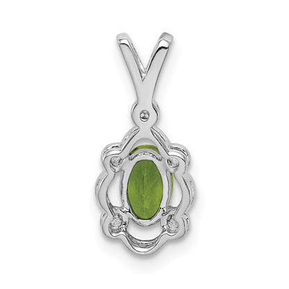Sterling Silver Rhodium-plated Peridot & Diam. Pendant