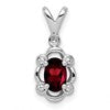 Sterling Silver Rhodium-plated Garnet & Diam. & Diam. Pendant