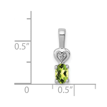 Sterling Silver Rhodium-plated Peridot & Diam. Pendant