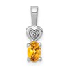 Sterling Silver Rhodium-plated Citrine & Diam. Pendant