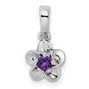 Sterling Silver Rhodium-plated Floral Amethyst Pendant