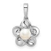 Sterling Silver Rhodium-plated Floral FWC Pearl Pendant