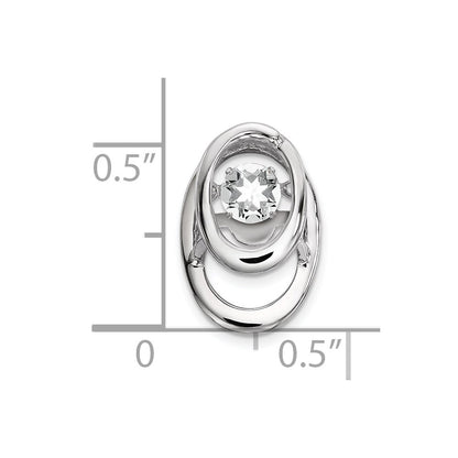 Sterling Silver Rhodium CZ Birthstone Vibrant Chain Slide