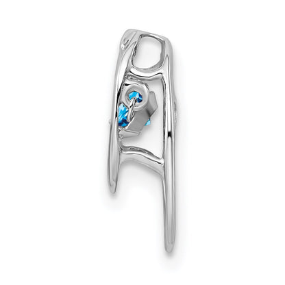 Sterling Silver Rhodium Blue Topaz Birthstone Vibrant Chain Slide