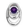 Sterling Silver Rhodium Amethyst Birthstone Vibrant Chain Slide