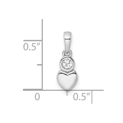 Sterling Silver Rhodium-plated Polished White Topaz Heart Pendant