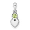 Sterling Silver Rhodium-plated Polished Peridot Heart Pendant