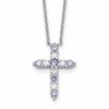 SS Rhodium-plated Lavender CZ June Birthstone Cross w/2in ext Necklace