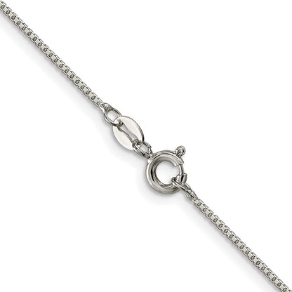 Sterling Silver Rhodium-plated 1mm 8 Sided Box Chain