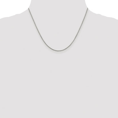 Sterling Silver Rhodium-plated 1.35mm 8 Sided Box Chain