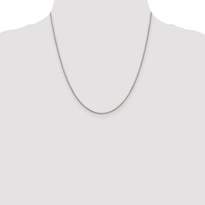 Sterling Silver Rhodium-plated 1.35mm 8 Sided Box Chain