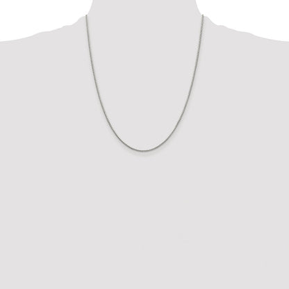 Sterling Silver Rhodium-plated 1.35mm 8 Sided Box Chain