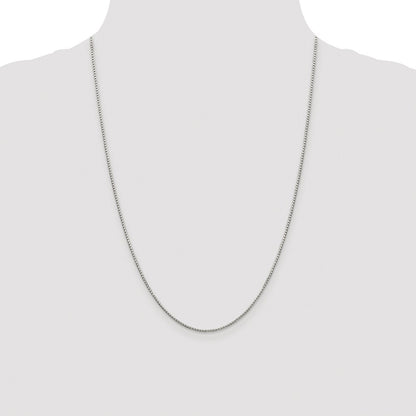 Sterling Silver Rhodium-plated 1.35mm 8 Sided Box Chain