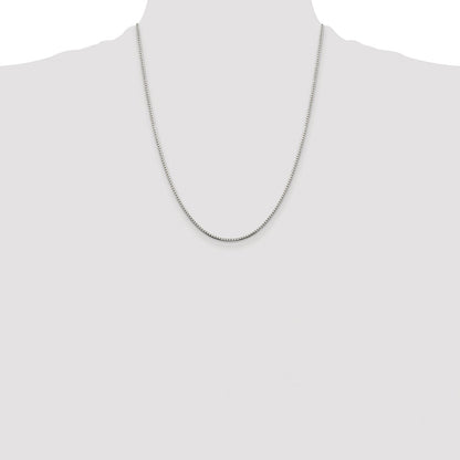 Sterling Silver Rhodium-plated 1.5mm 8 Sided Box Chain