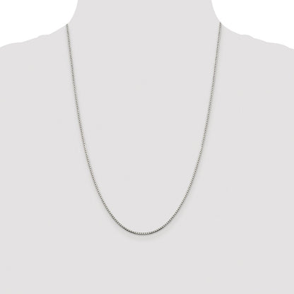 Sterling Silver Rhodium-plated 1.5mm 8 Sided Box Chain