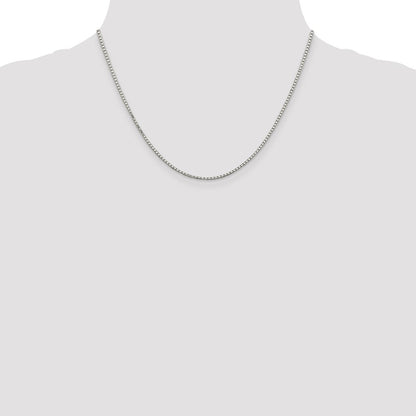 Sterling Silver Rhodium-plated 1.7mm 8 Sided Mirror Box Chain
